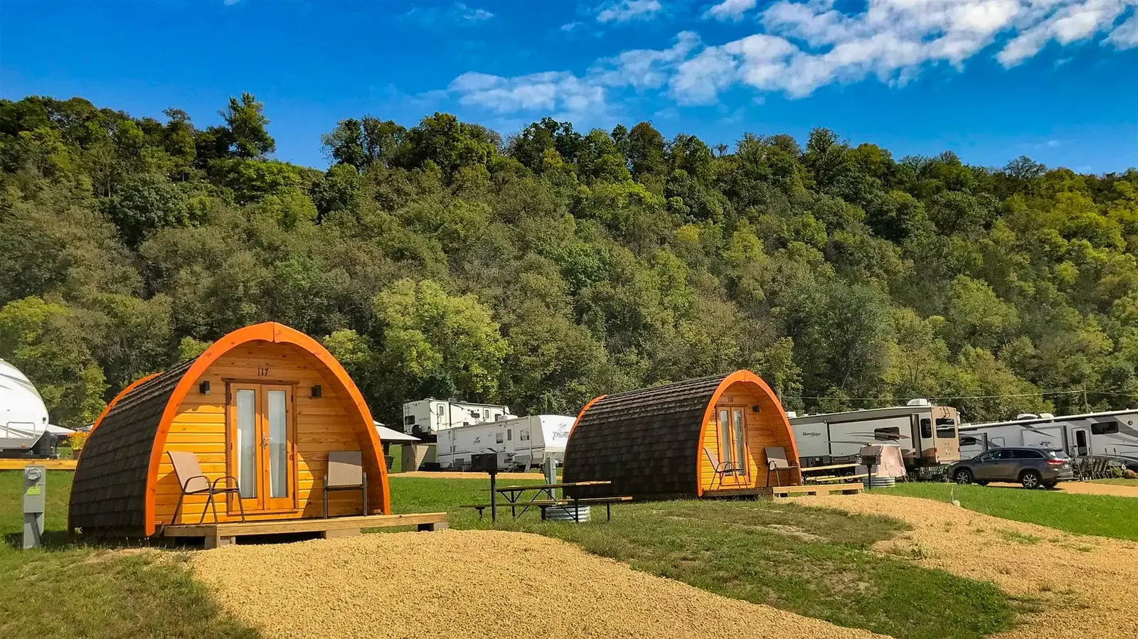 Mountain Retreat Campsite with Cabins and Facilities